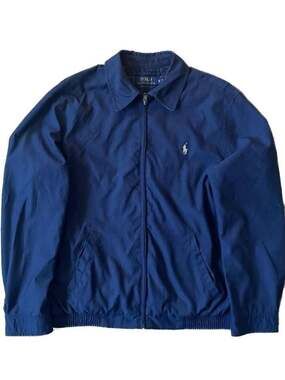 Polo Ralph Lauren Bi-Swing Windbreaker Navy Blue Jacket with Plaid Lining